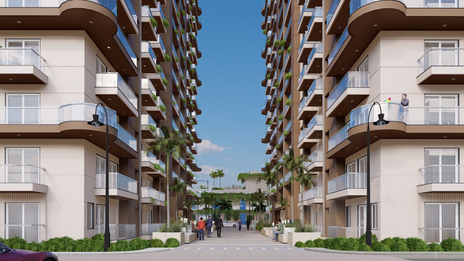 Alleyway with seating — Artist's impression of Sri Krishna Vilas, Varanasi