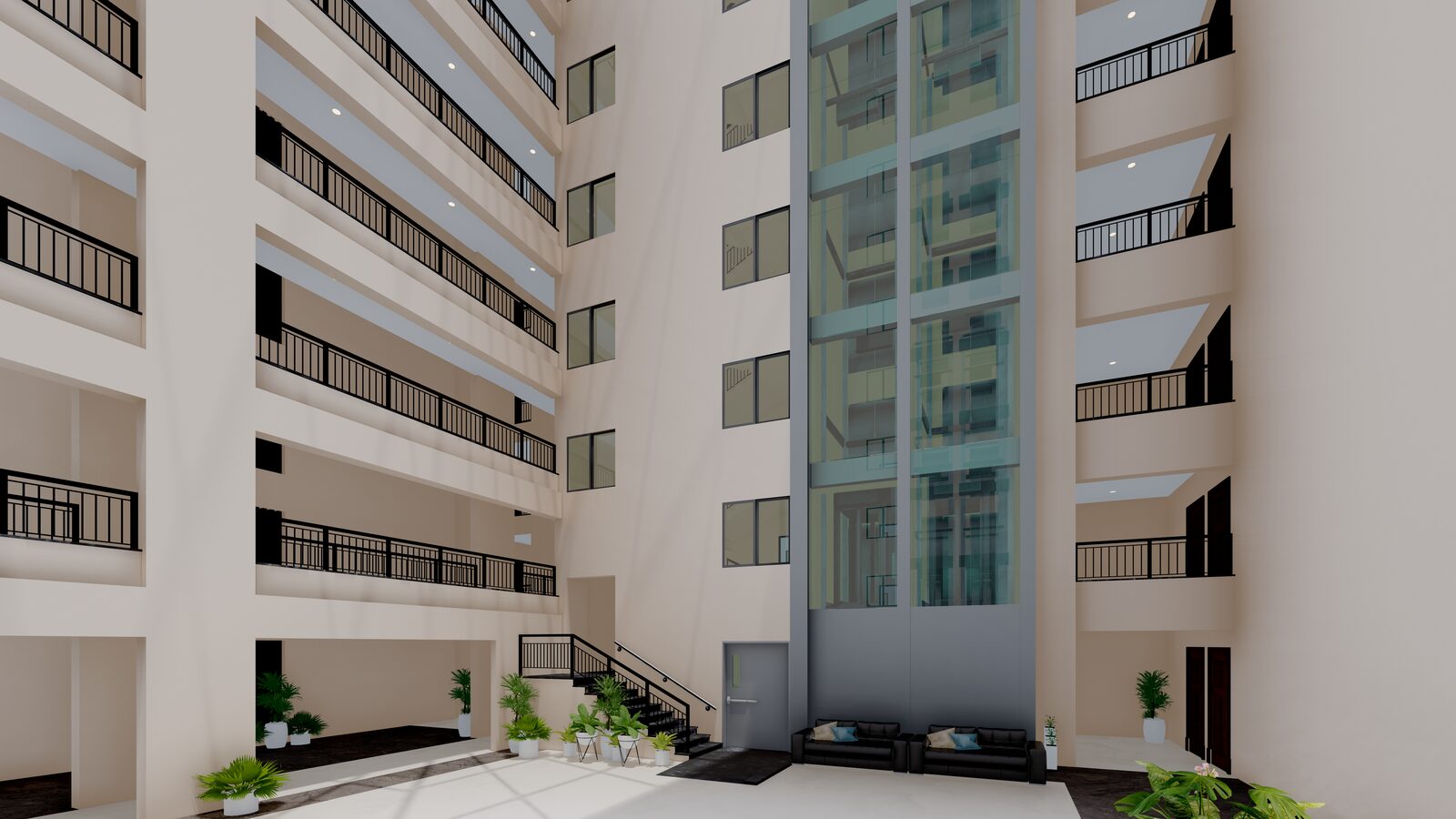 Atrium — Artist's impression of Sri Krishna Vilas, Varanasi