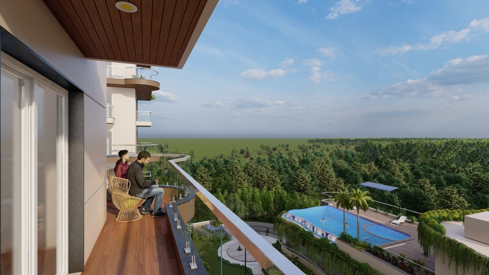 Balcony view — Artist's impression of Sri Krishna Vilas, Varanasi