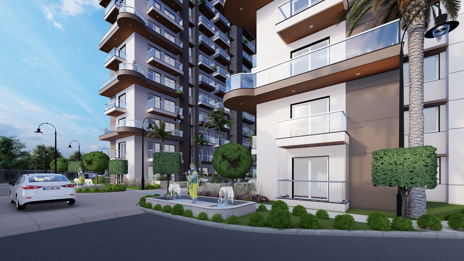 Fountain court — Artist's impression of Sri Krishna Vilas, Varanasi