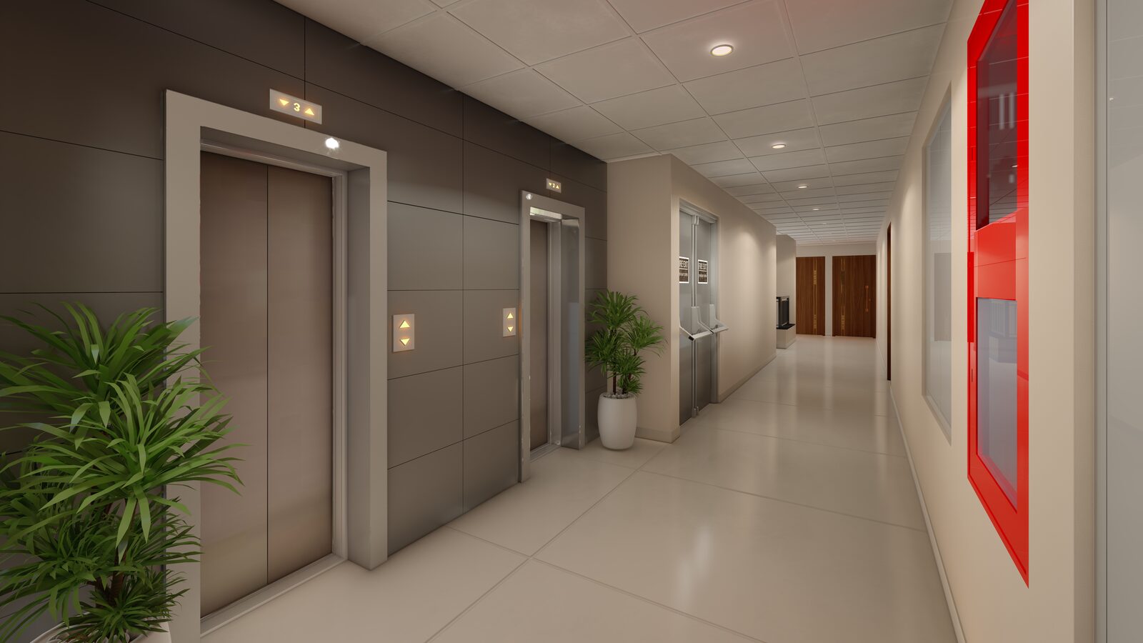 Lift lobby — Artist's impression of Sri Krishna Vilas, Varanasi
