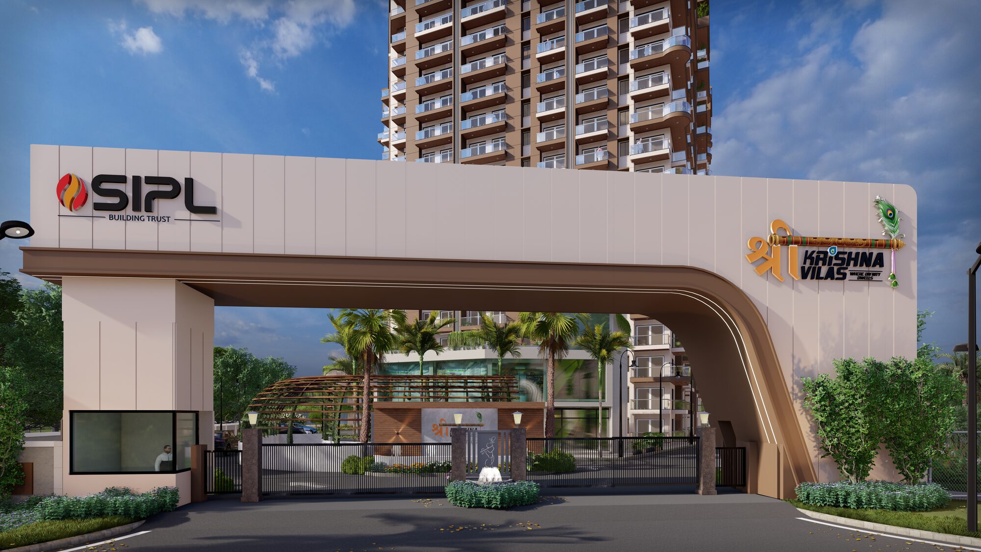 Main gate — Artist's impression of Sri Krishna Vilas, Varanasi