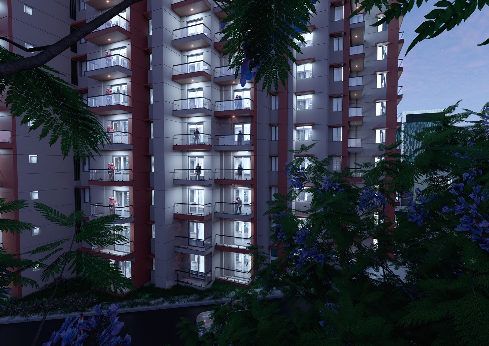 Night view — Artist's impression of Sri Krishna Vilas, Varanasi