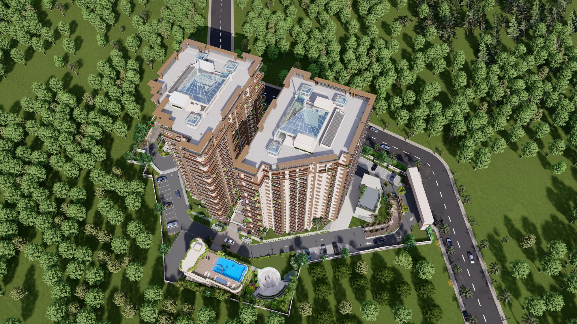 Aerial / top view — Artist's impression of Sri Krishna Vilas, Varanasi
